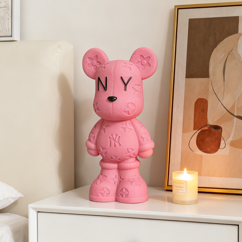 L新品儿童房工艺装饰品创意饰品ins皮纹熊存钱罐摆件入户玄关酒柜