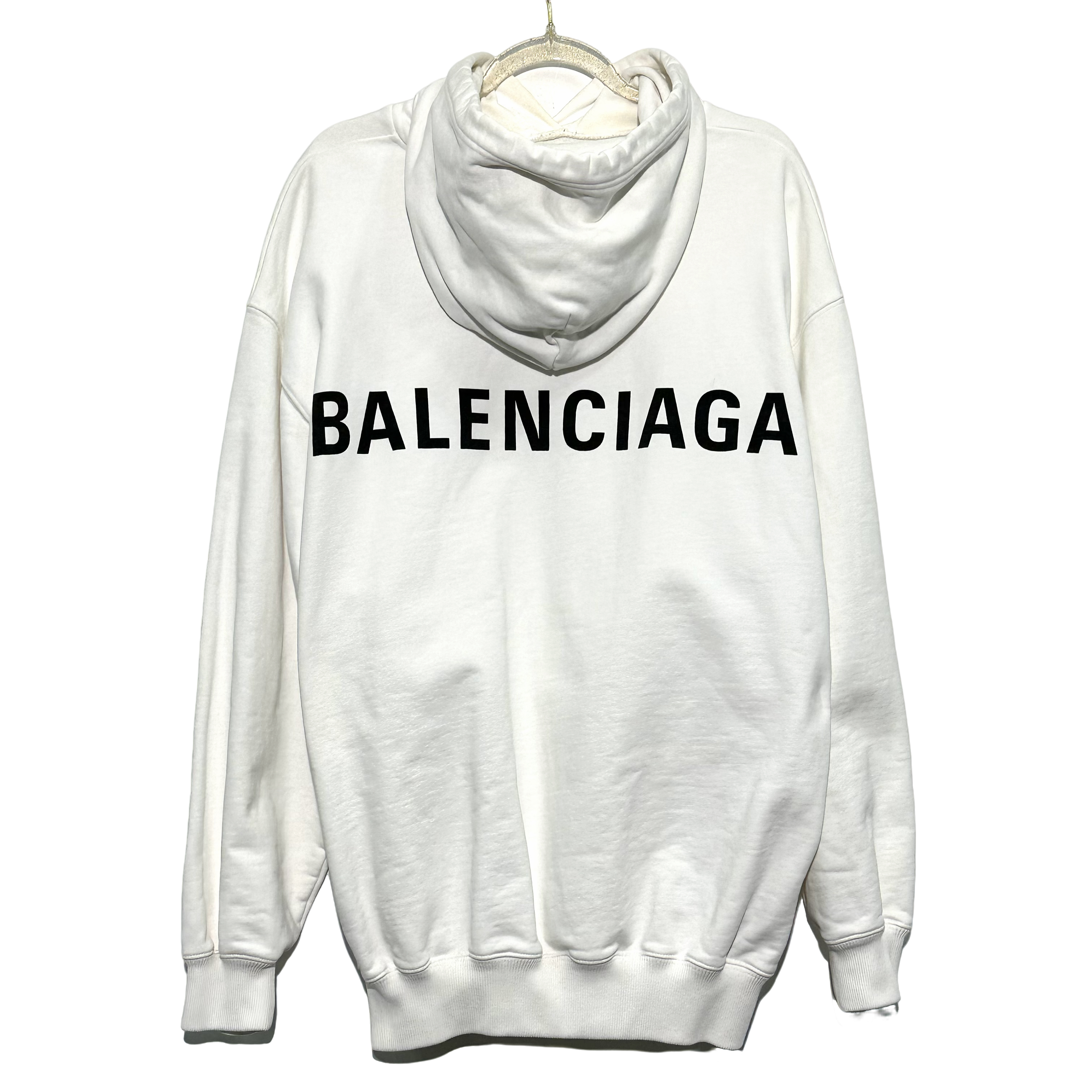 99新 Balenciaga/巴黎世家 S码 经典logo白色卫衣 0612