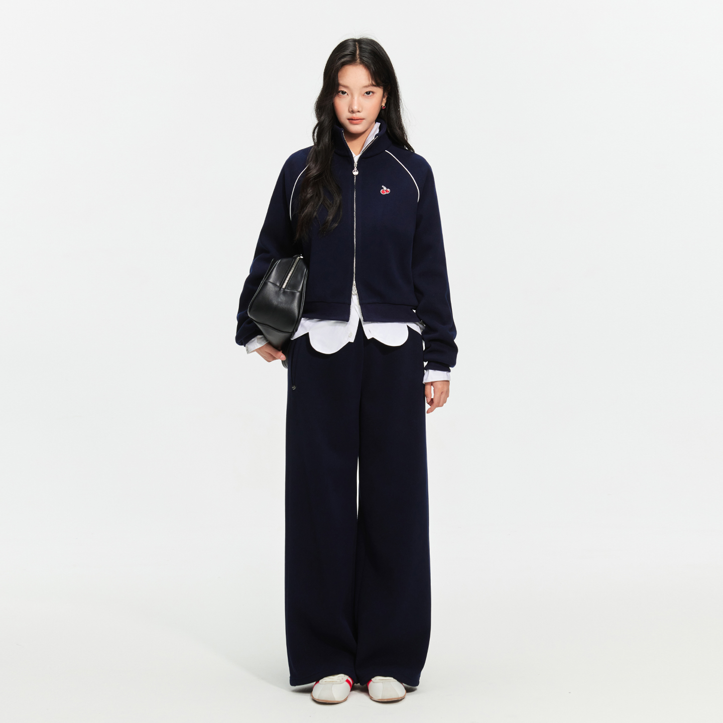 樱桃KIRSH2025秋冬新款韩系撞色休闲运动套装