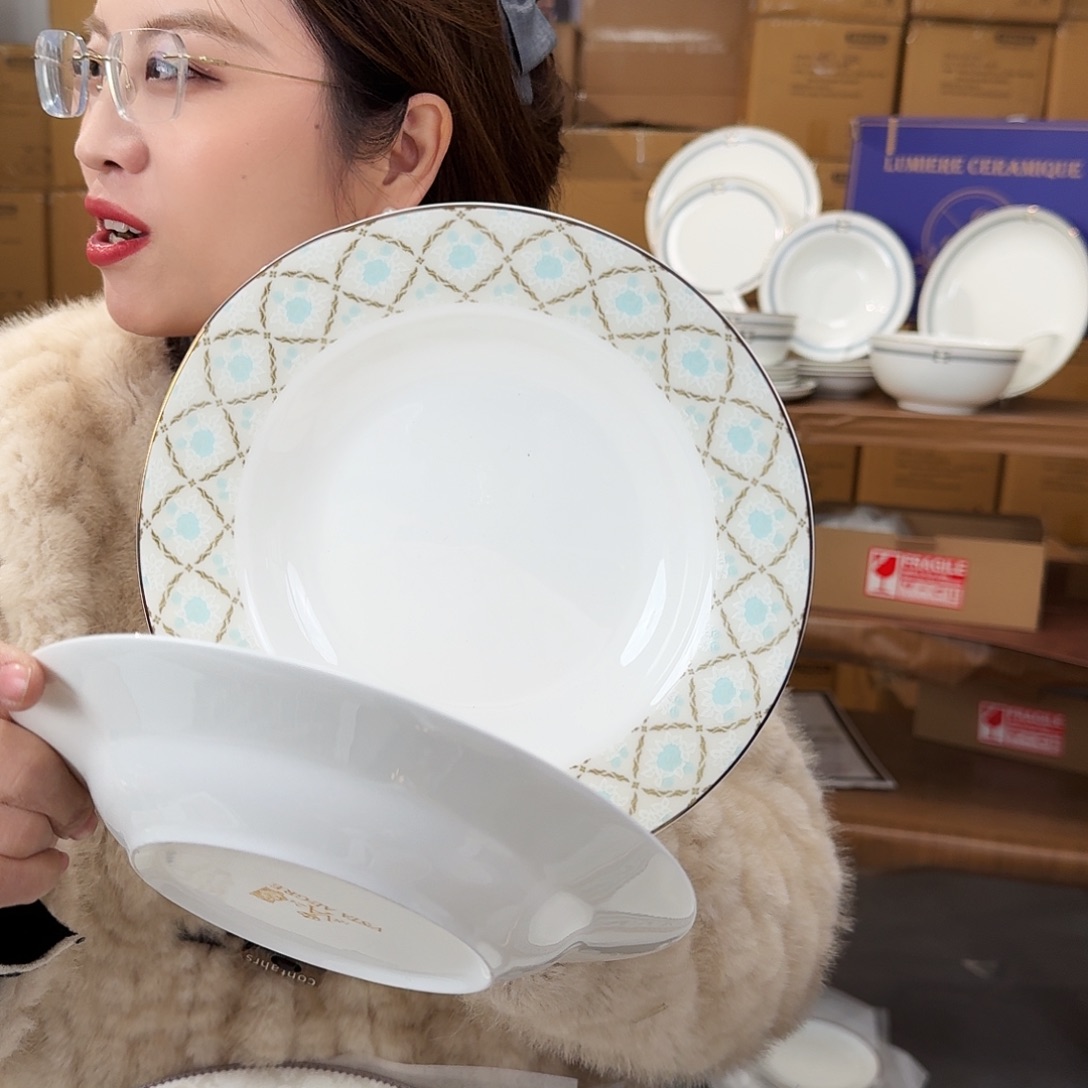 骨瓷高骨8英寸汤盘20*3.5cm一2个