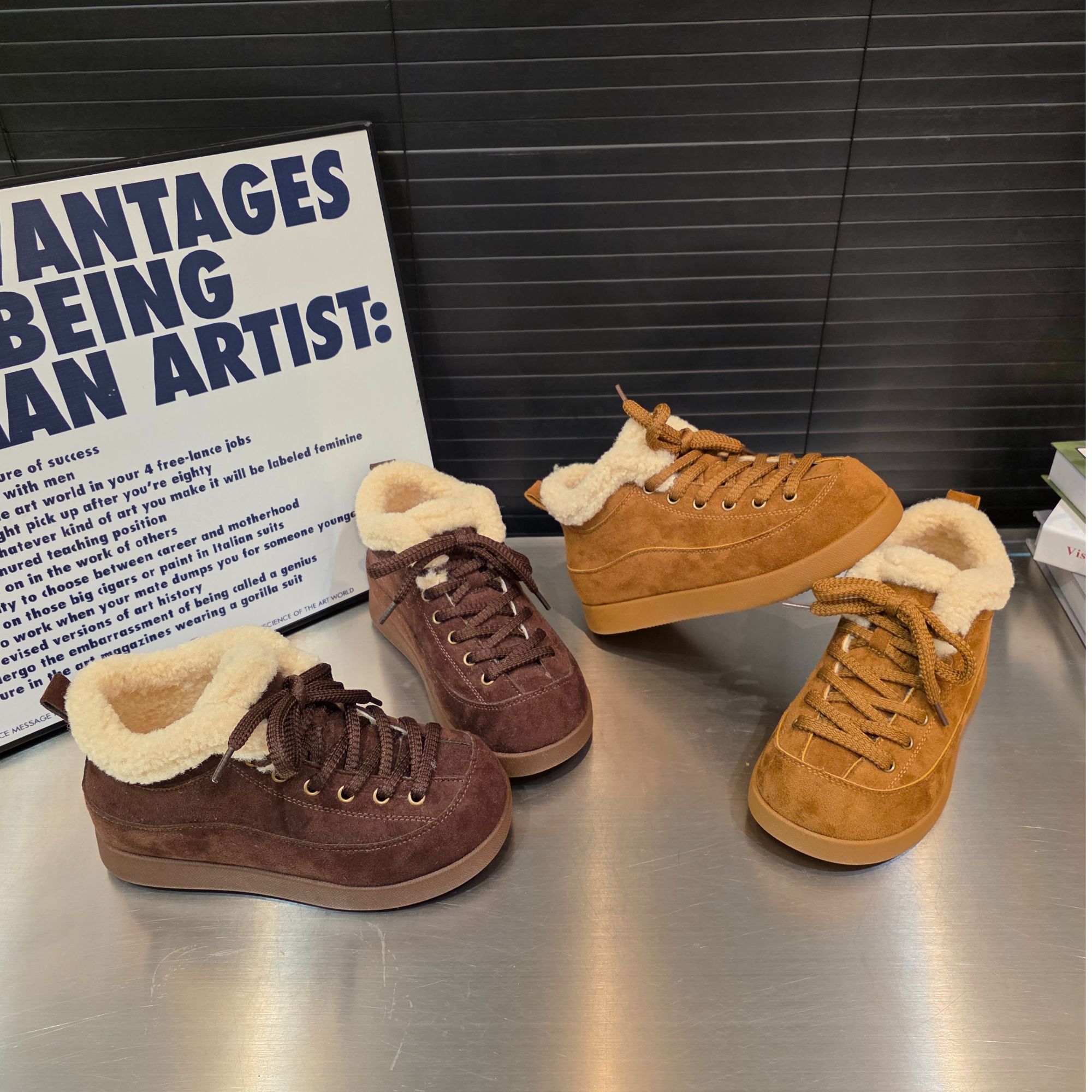 厚底羊羔毛2025冬季新款加厚雪地靴女款厚底增高防滑加绒保暖棉鞋