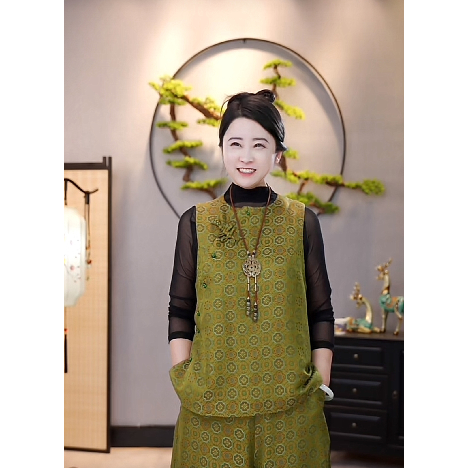 【千奈莉 宝相花】香云纱宋锦四季可搭中式马甲YJ193