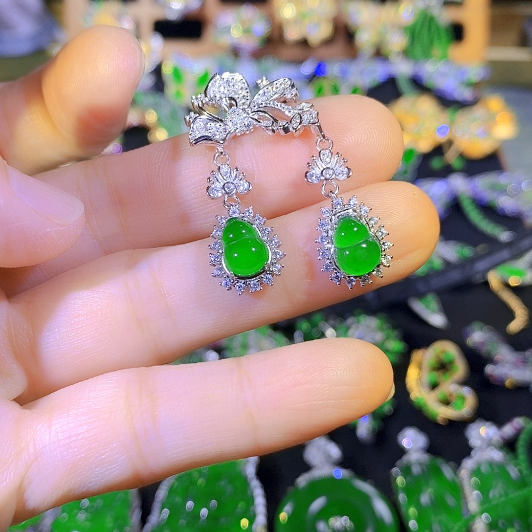 吊坠(不含链)银S925镶嵌翡翠