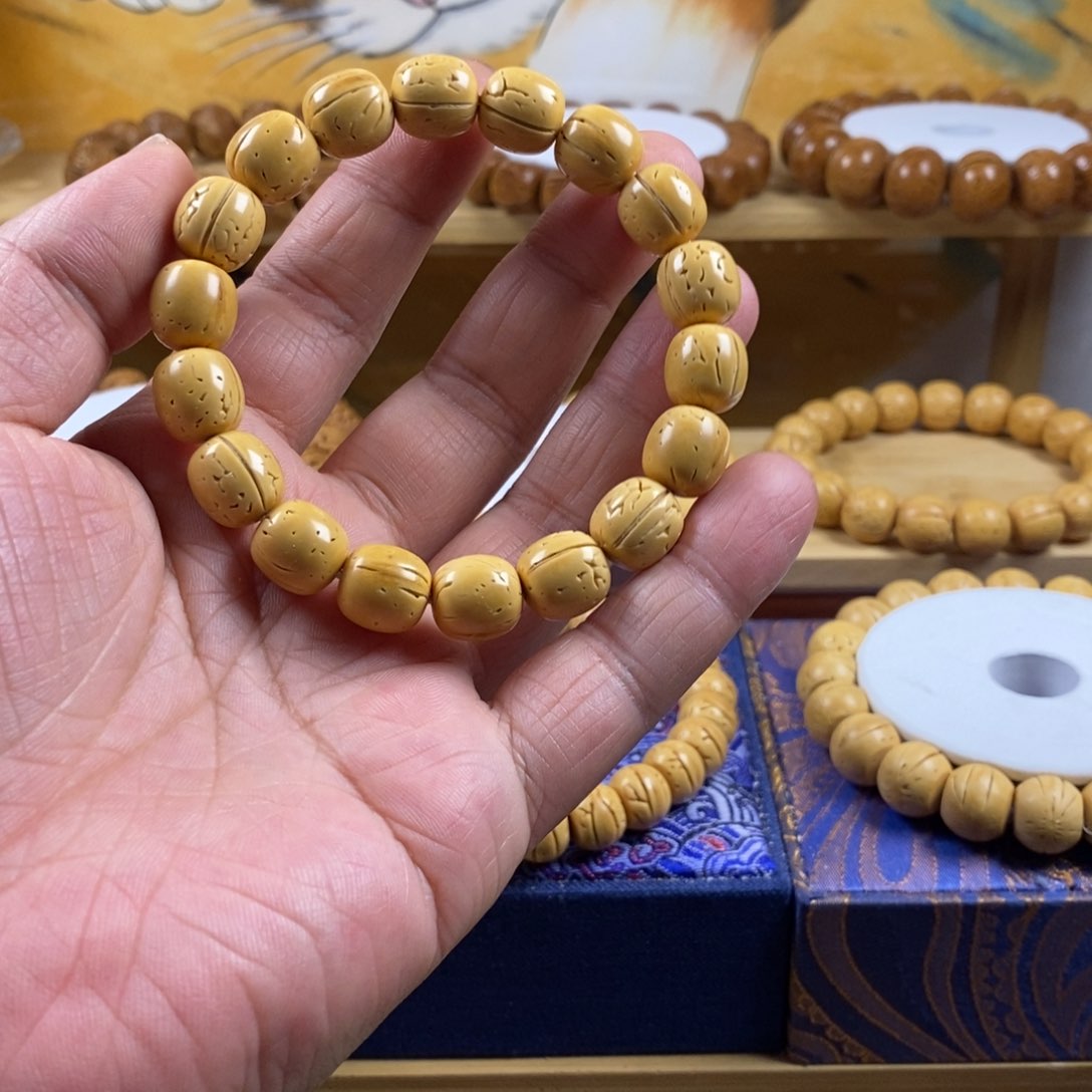 桃核手串小***快盘锦奶油核正圆