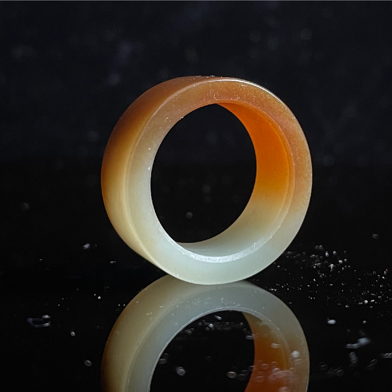 和田玉糖白直切戒圈玉戒指内直径19.07mm