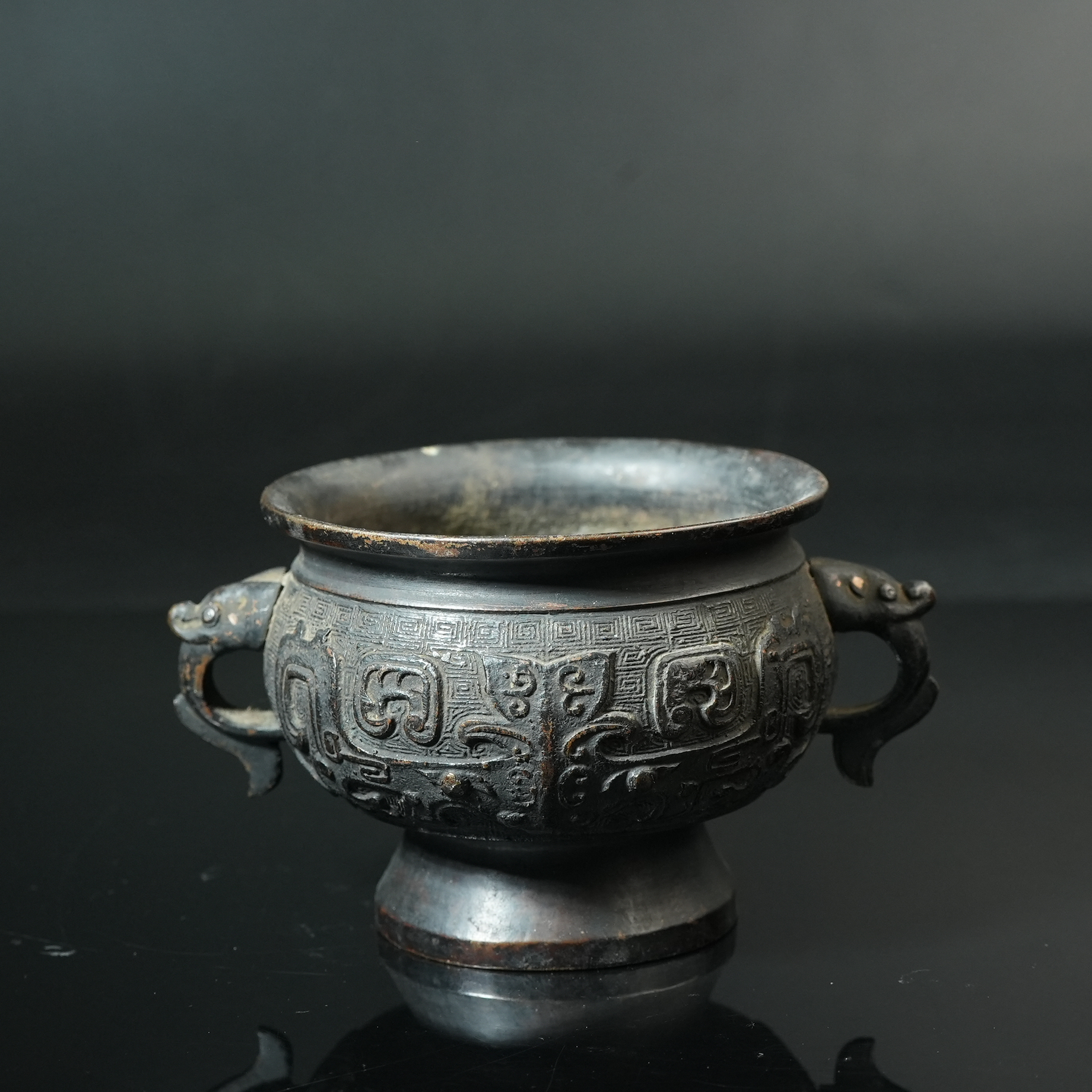 清代龙耳簋式炉【铜杂精选】AAJJ2410141014