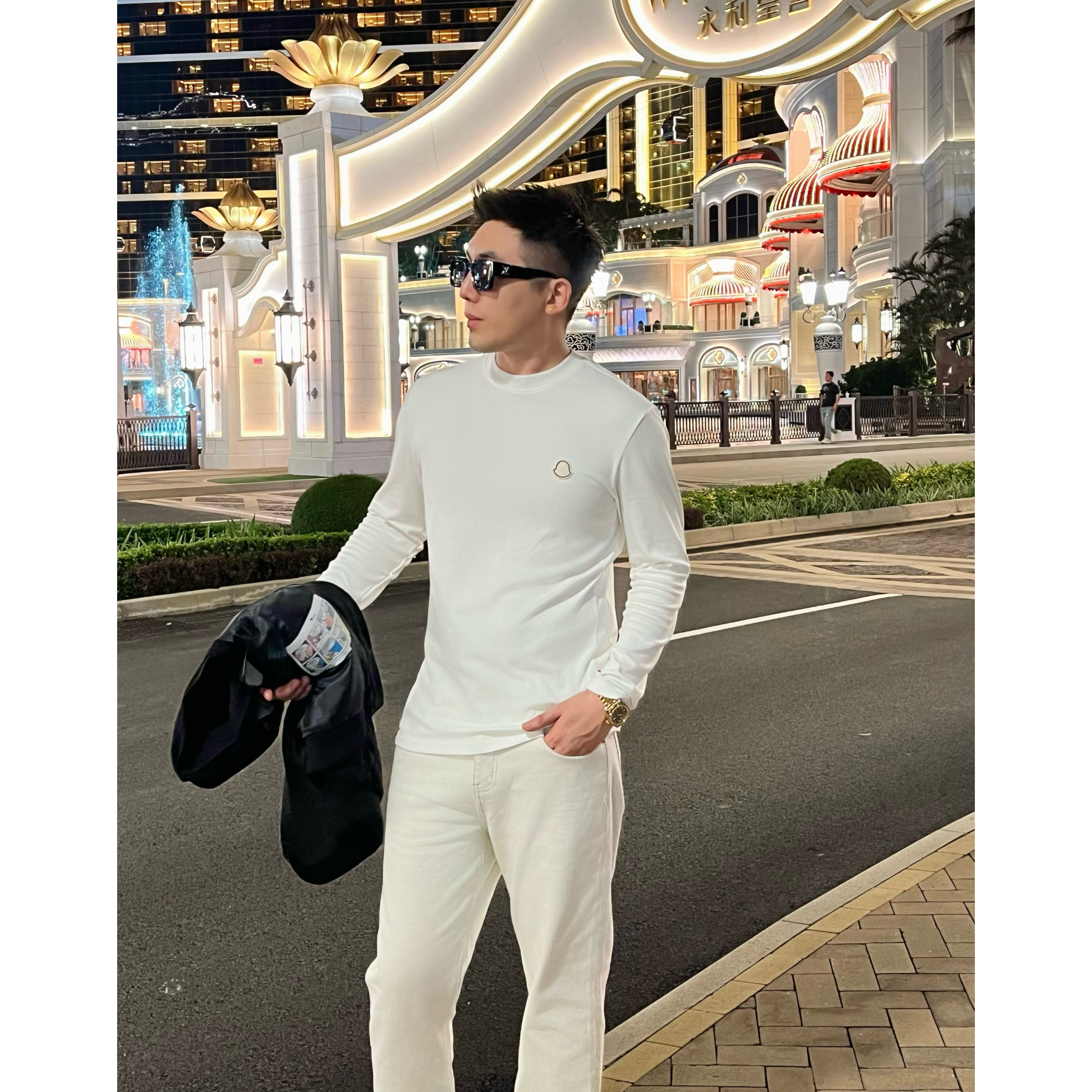 【伦敦人长袖】痞帅弹力莫代尔打底上衣贴标绣半高领T恤李查德