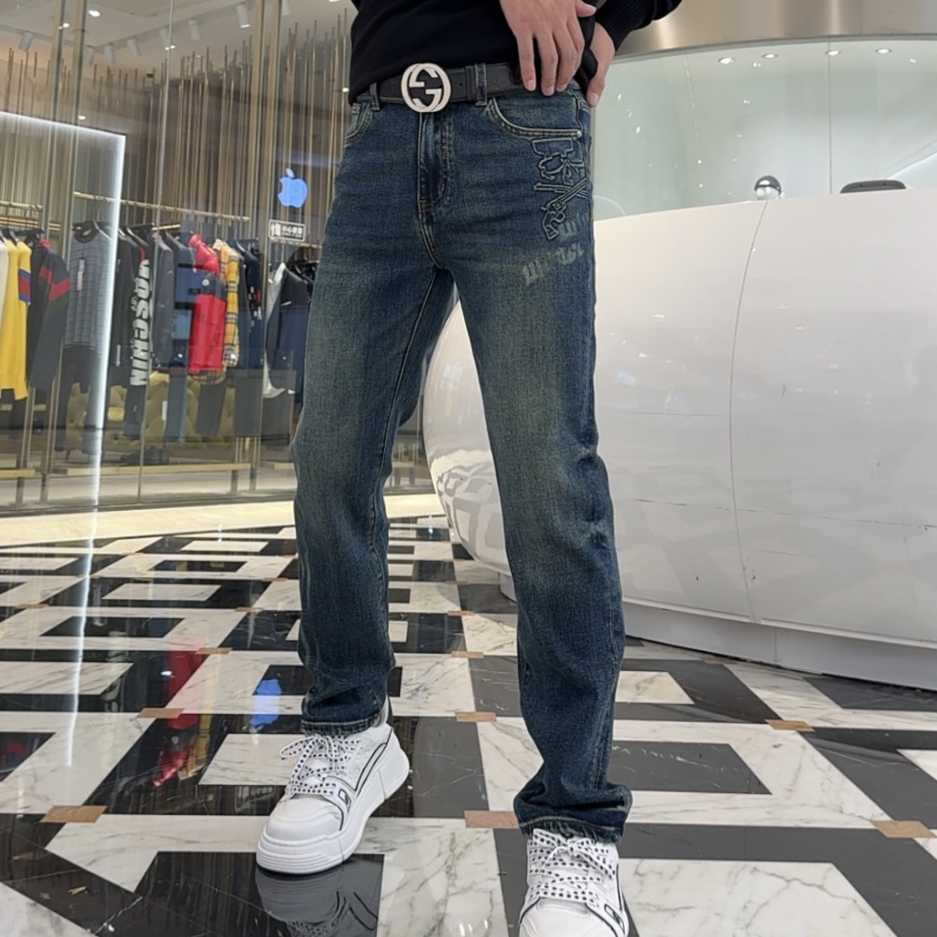 【欧洲街名品】2001双枪高品质欧货休闲百搭男士牛仔裤