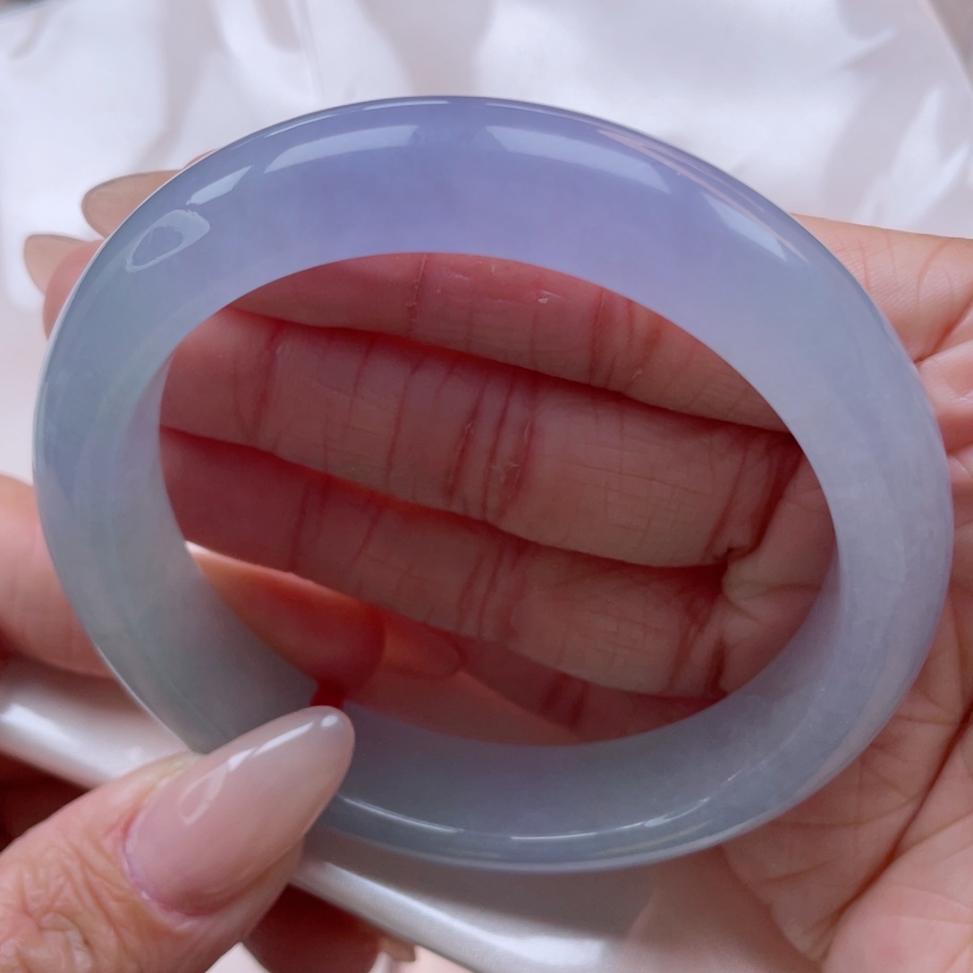 未镶嵌手镯翡翠58.7圈 冰蓝紫月光 冷艳 气质 9号