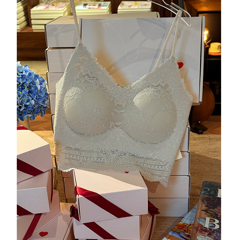 米诗缇【5220法式深V蕾丝美胸吊带肤色】不可拆卸轻薄透气 文胸内衣