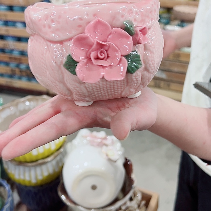 有孔，凑单福利满10元发货陶瓷多肉花盆！