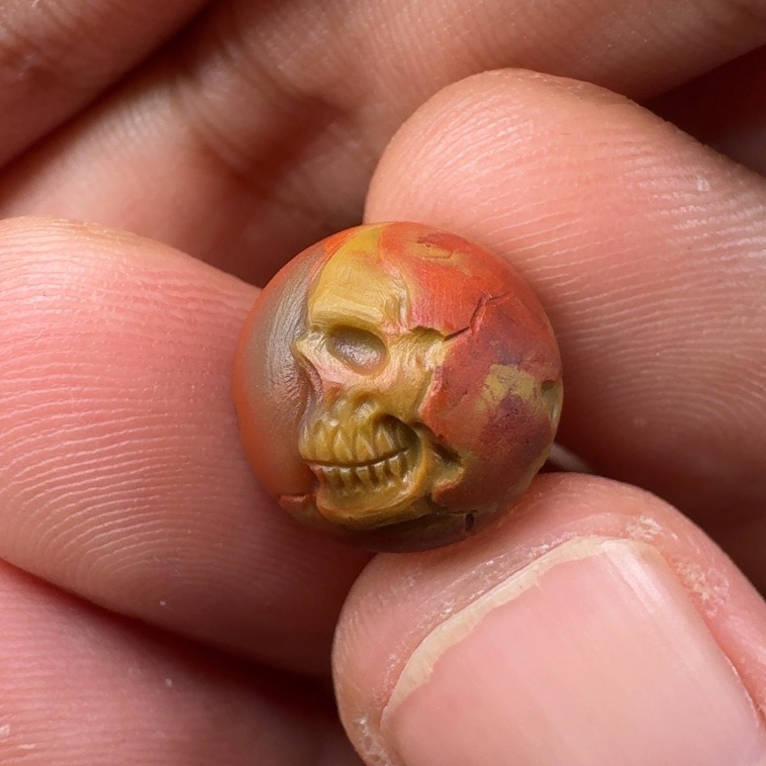 南红玛瑙包浆雕雕刻骷髅12.5mm未镶嵌