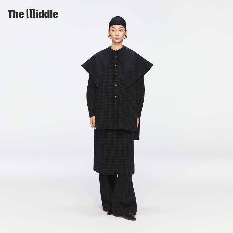 The Middle笔记本格纹围巾衬衫 格纹裤裙 女装套装 2025秋季新品