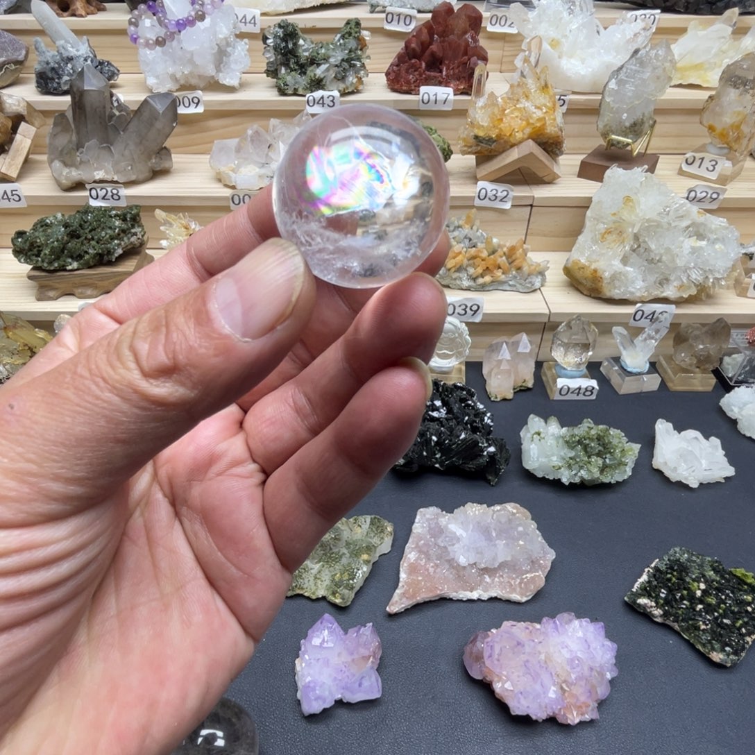 石材天然白水晶球家居造景摆件