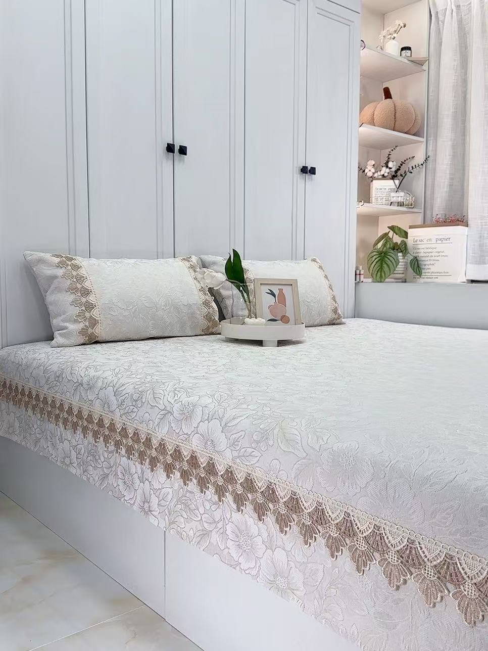 【特价微瑕不退不换】花边家大业大款雪尼尔加厚榻榻米床盖炕盖防滑