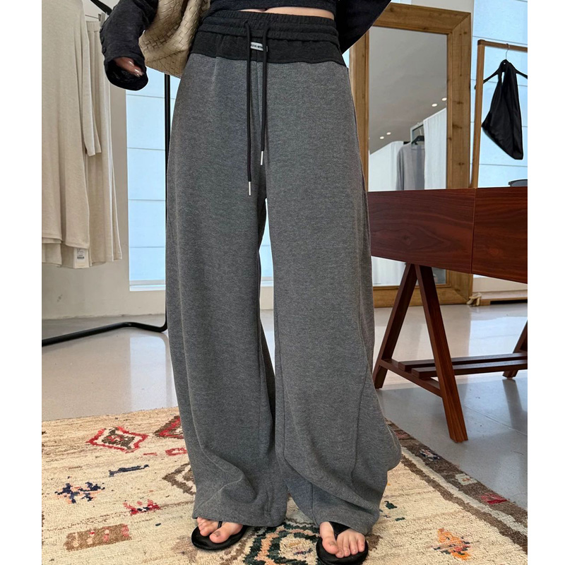 【撞色弯刀裤】松弛感休闲裤25冬加绒保暖慵懒时尚阔腿香蕉裤68101