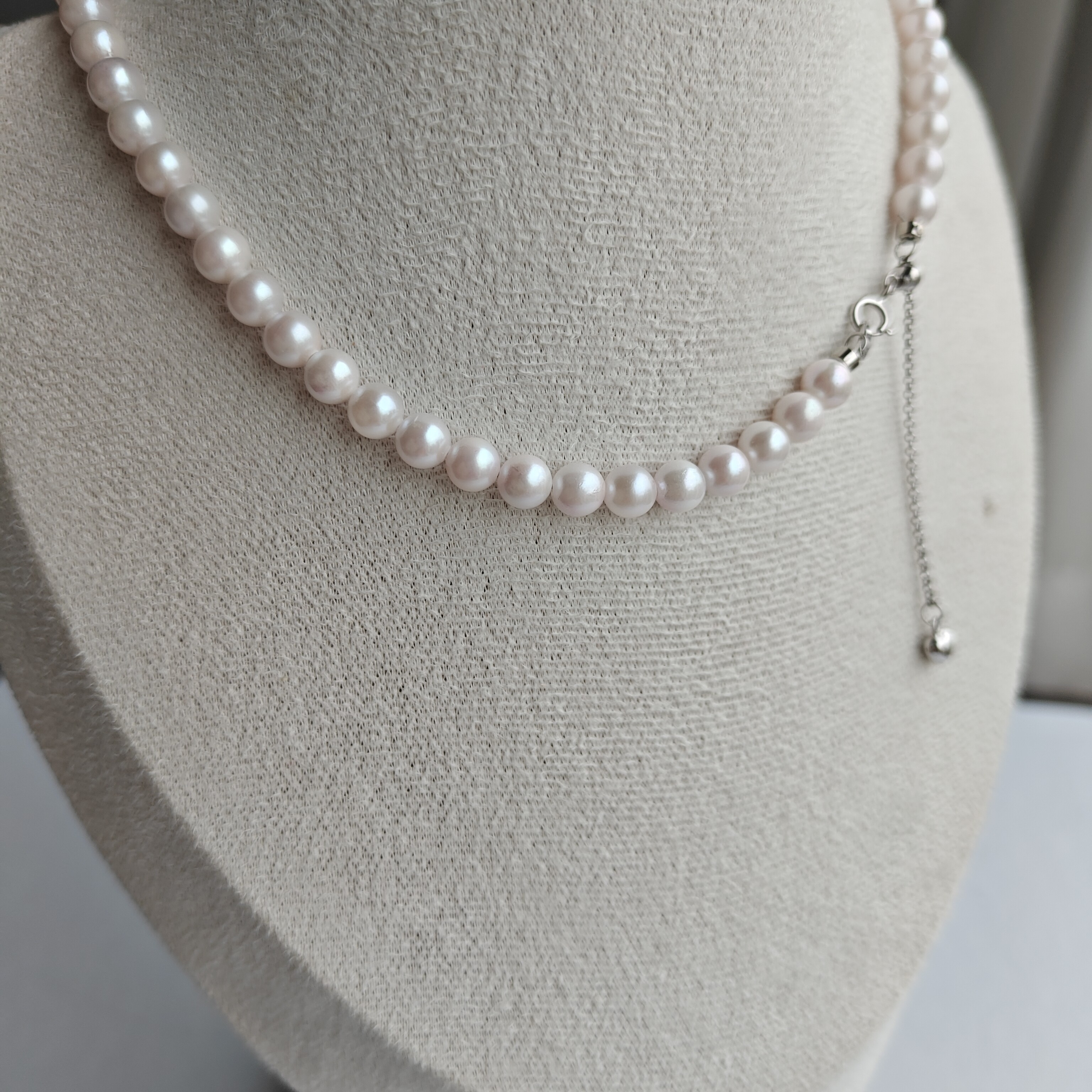 5.5-6mm海水珍珠樱花粉akoya项链弹簧扣正圆强光日常百搭款