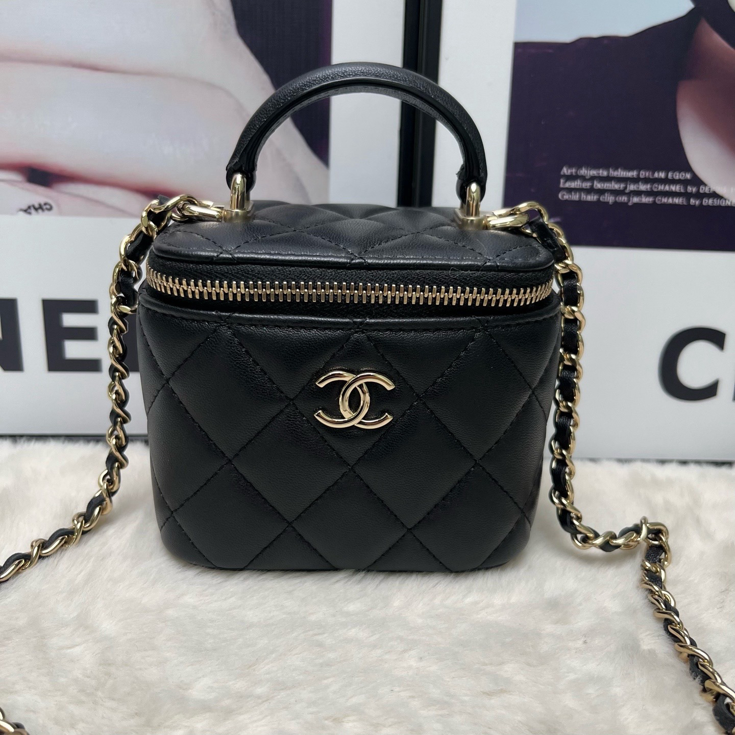 99新 Chanel/香奈儿 黑金手柄小盒子