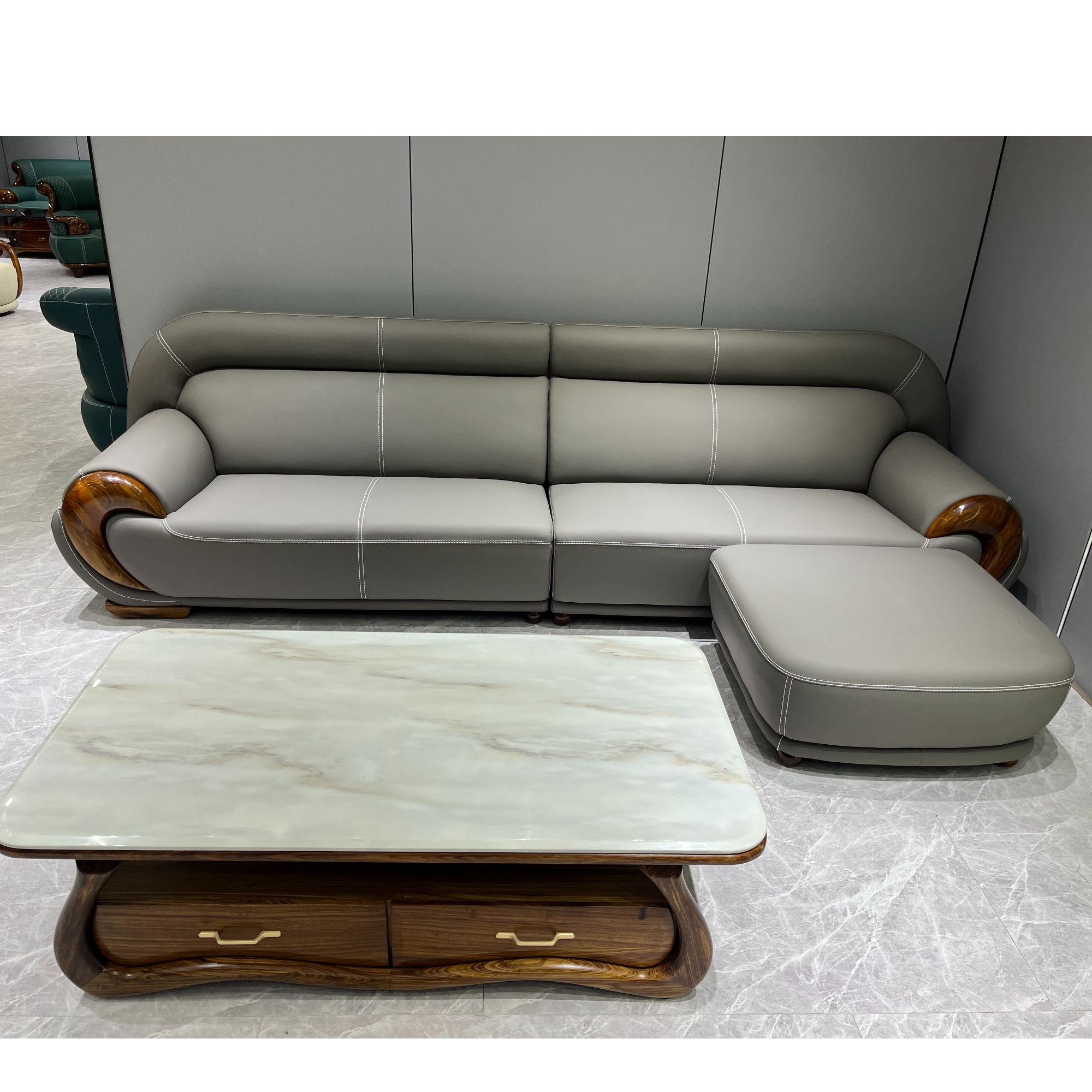 乌金木真皮沙发新款 设计师款真皮沙发 新中式沙发 简约沙发直排