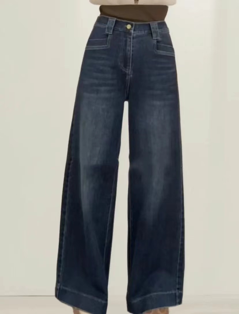 加绒款百搭显瘦阔腿牛仔裤宽松裤子阔腿裤高腰