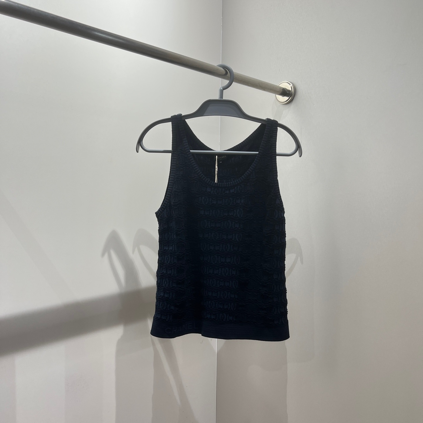 99新 Chanel/香奈儿 dec338 满印Logo无袖背心 38码 棉