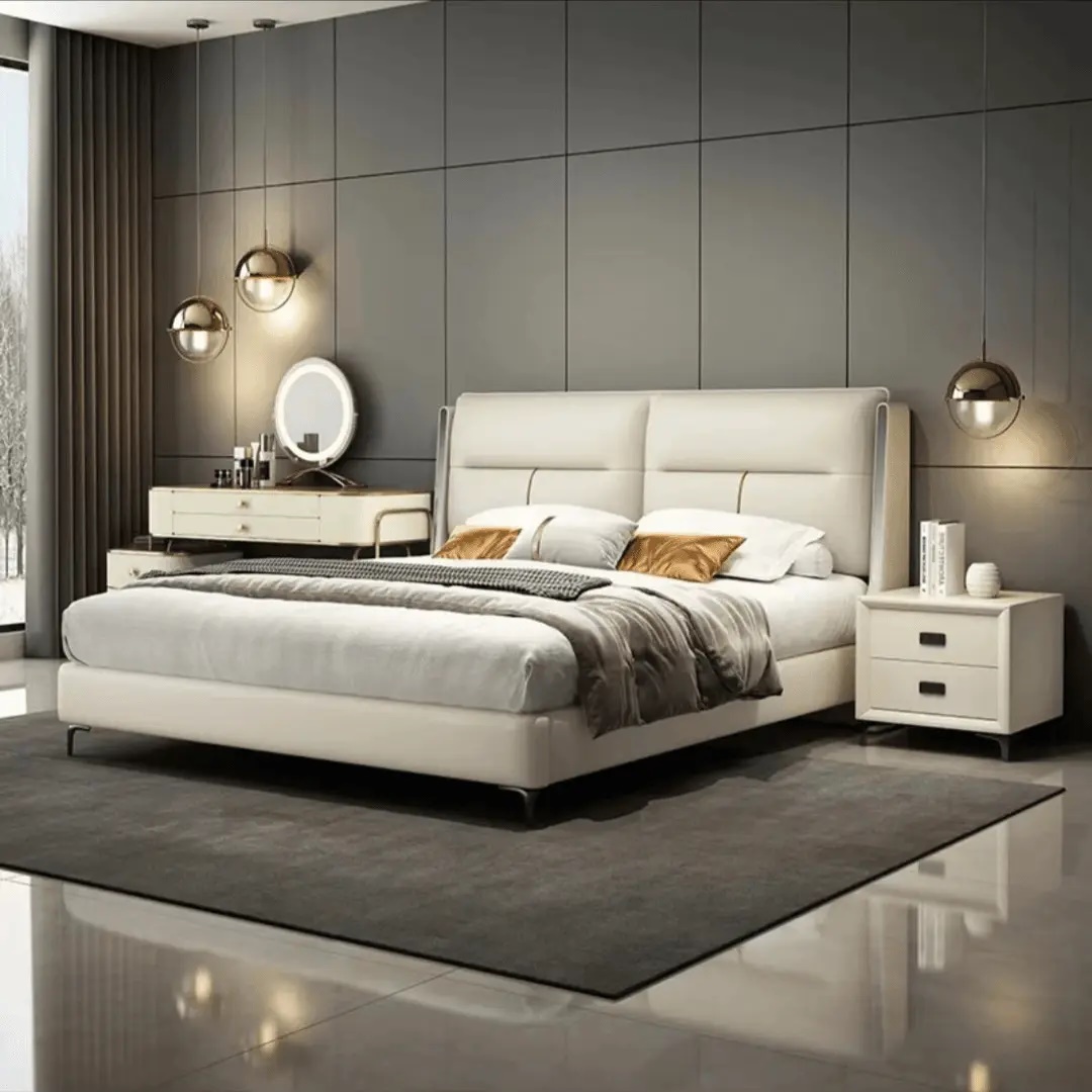 广东佛山家具头层牛皮真皮主卧大床双人床1.8x2x2.2米高箱床储物