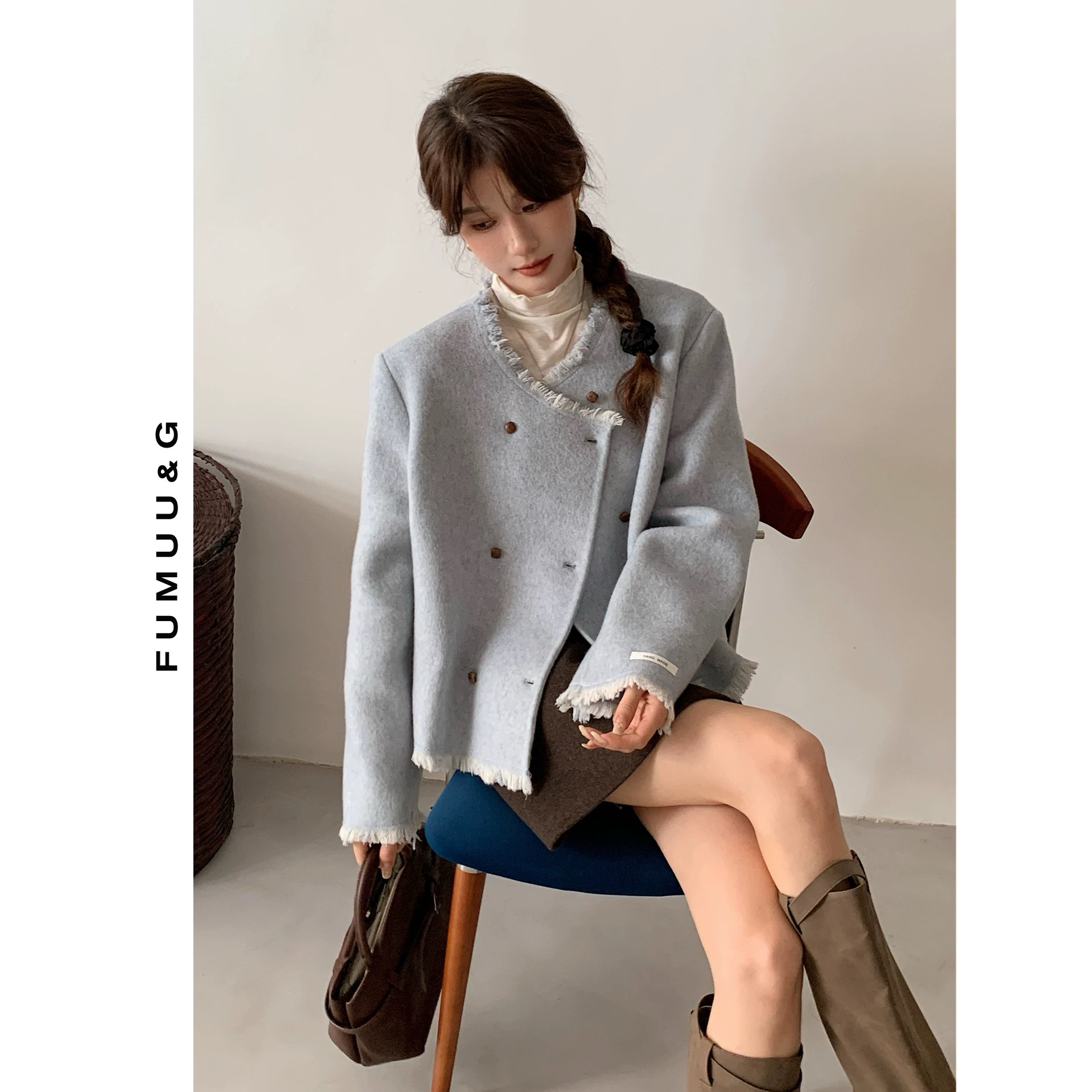 9928新款韩系赫本风双面大衣（衣长56左右）