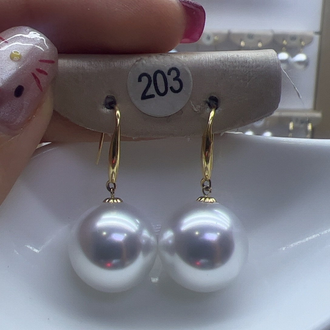 淡水珍珠耳饰18K金镶嵌