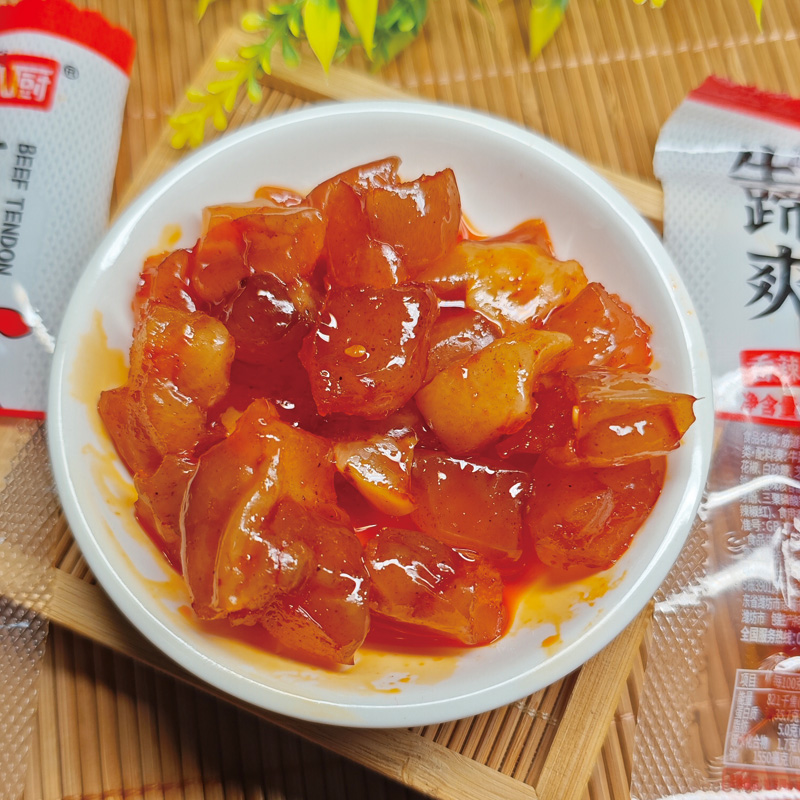 牛八厨牛蹄筋麻辣烧烤味牛肉干熟食真空包装开袋即食休闲零食