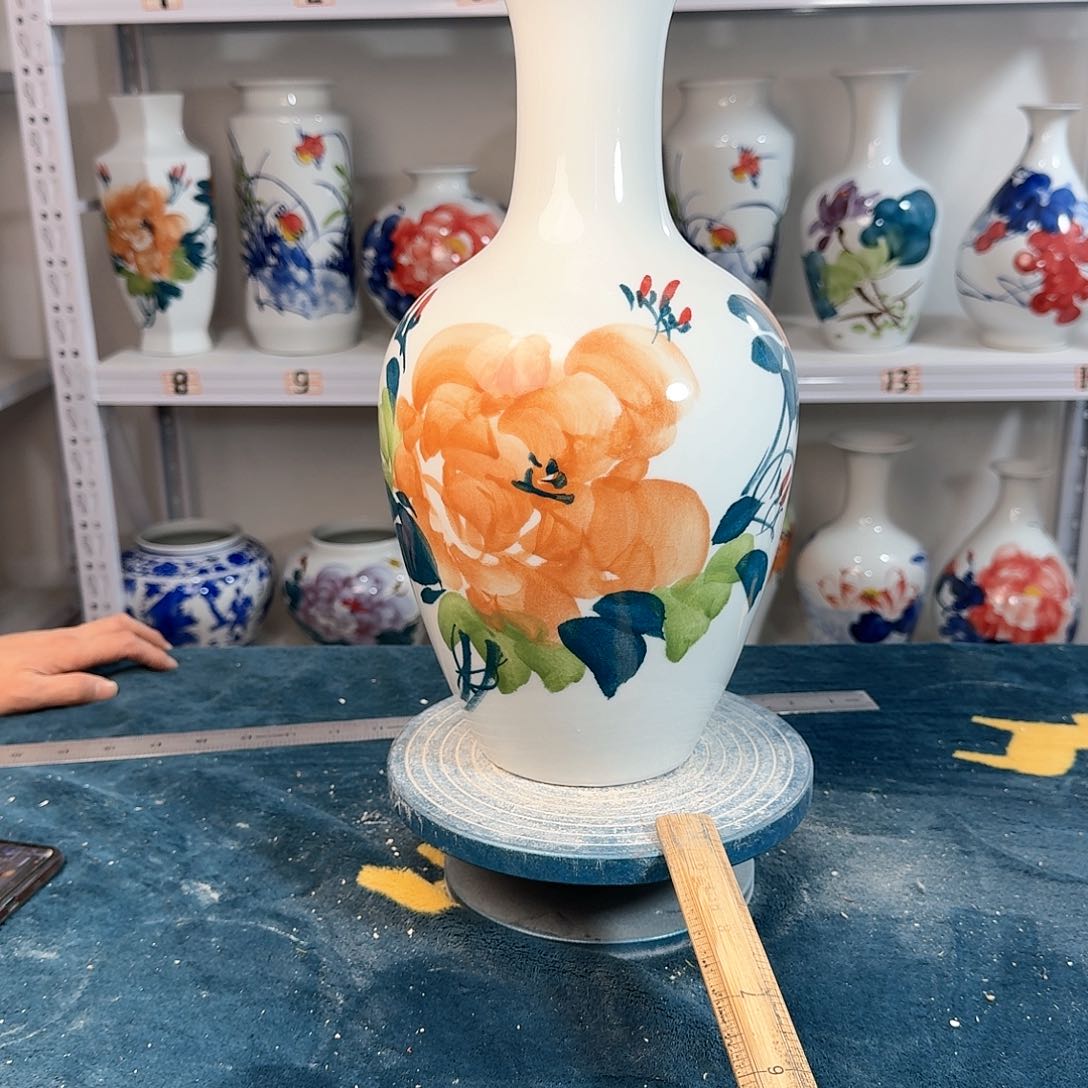 摆件景德镇陶瓷棒黄牡