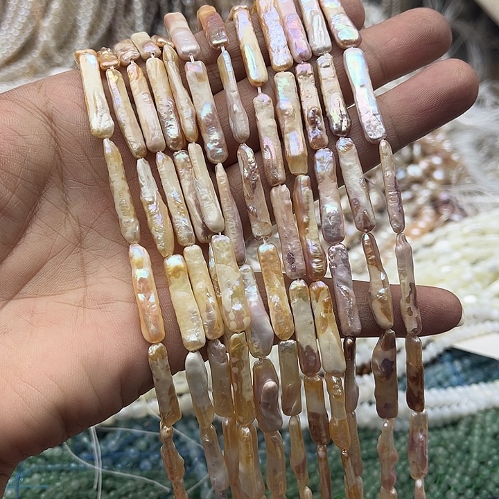 玛瑙/玉髓未镶嵌珠宝半成品一条银条巴洛克珍珠