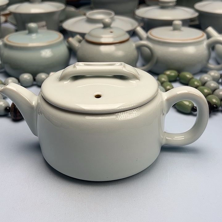 杯微暇月白釉汗瓦壶原矿原釉原产地