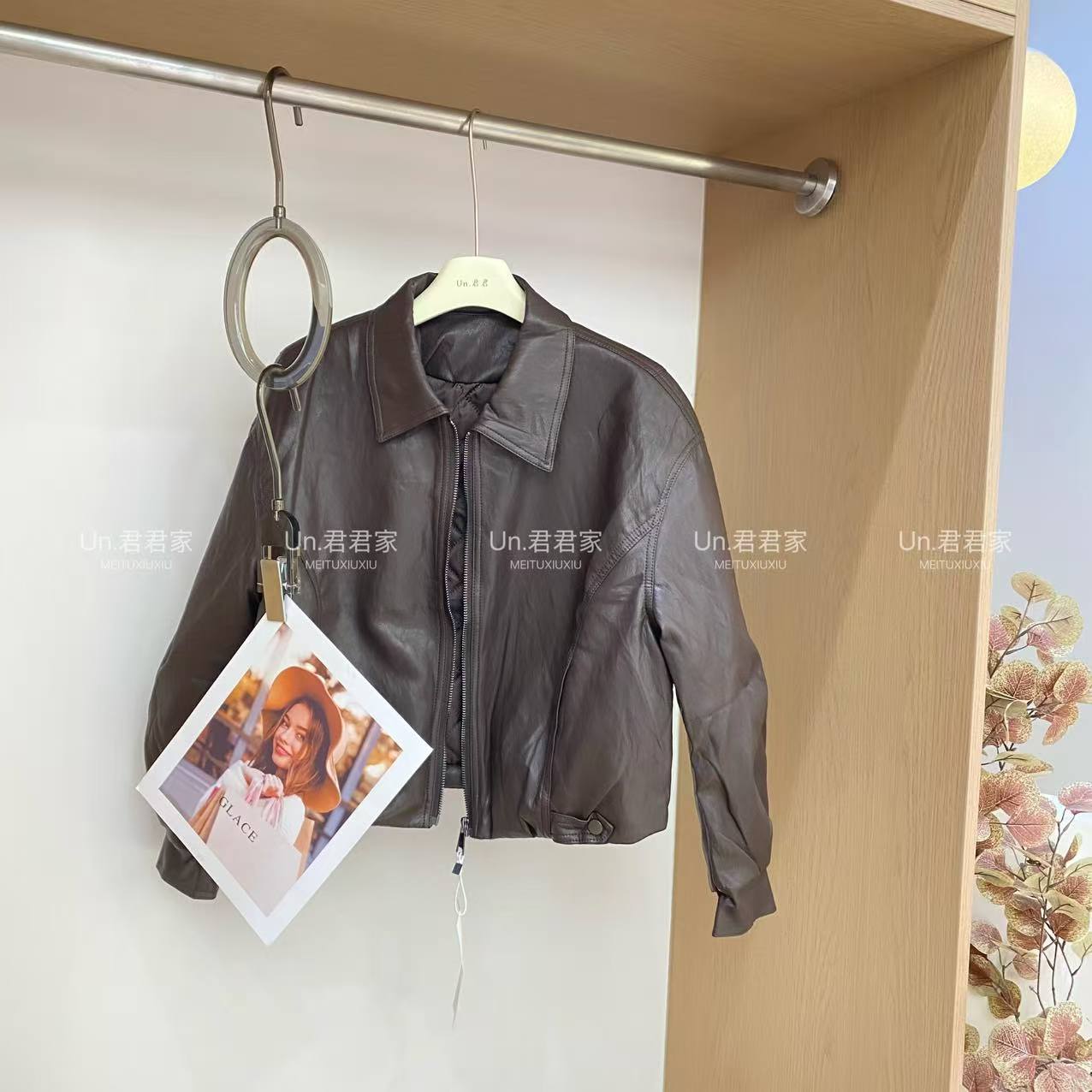 君君家【韩系】冬季夹棉蛋白皮皮衣外套 7912