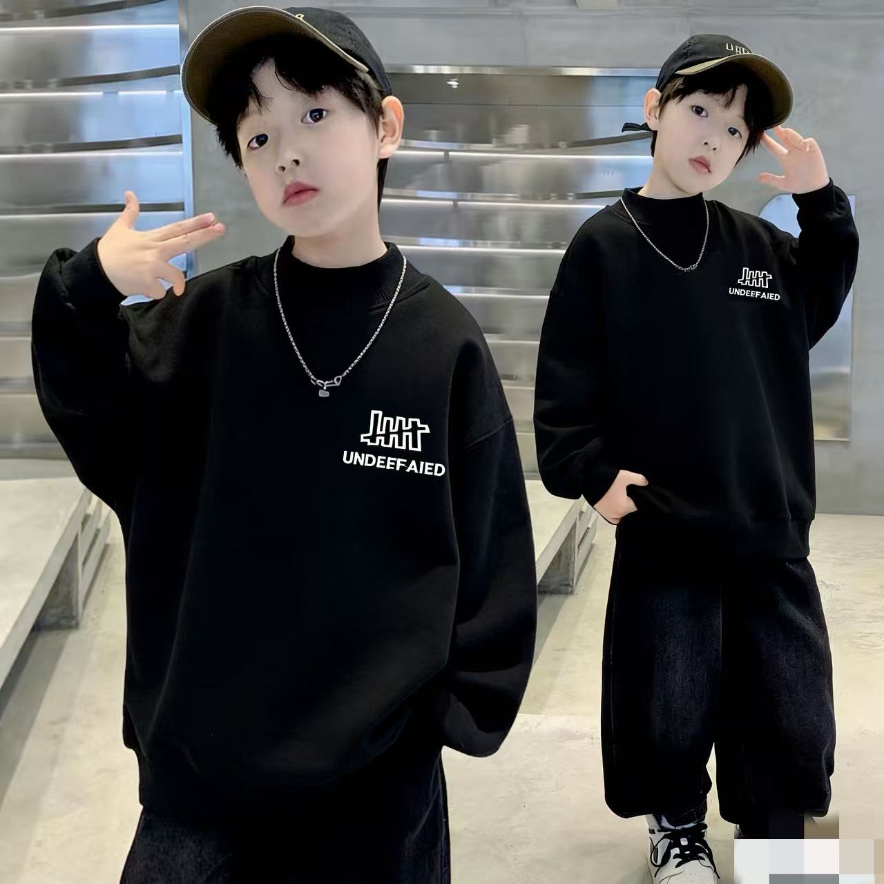 201181童装男童加厚绒卫衣2025冬新款儿童潮酷帅气时尚加绒卫衣潮