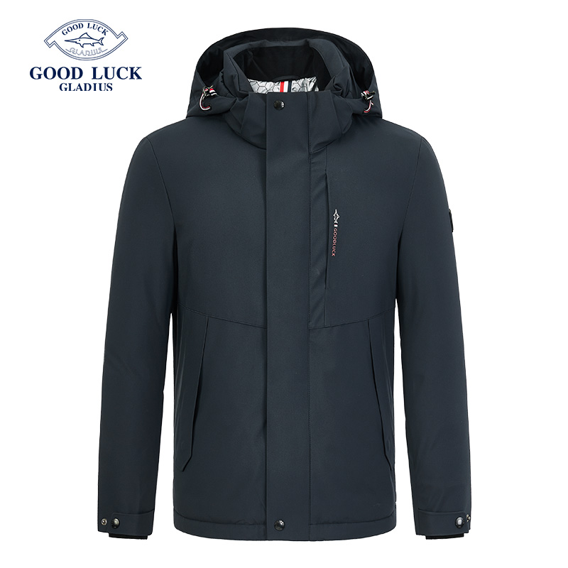 【85%白鸭绒】德鲨鲨鱼男冬季保暖防风连帽外套男款羽绒服-L2T36516