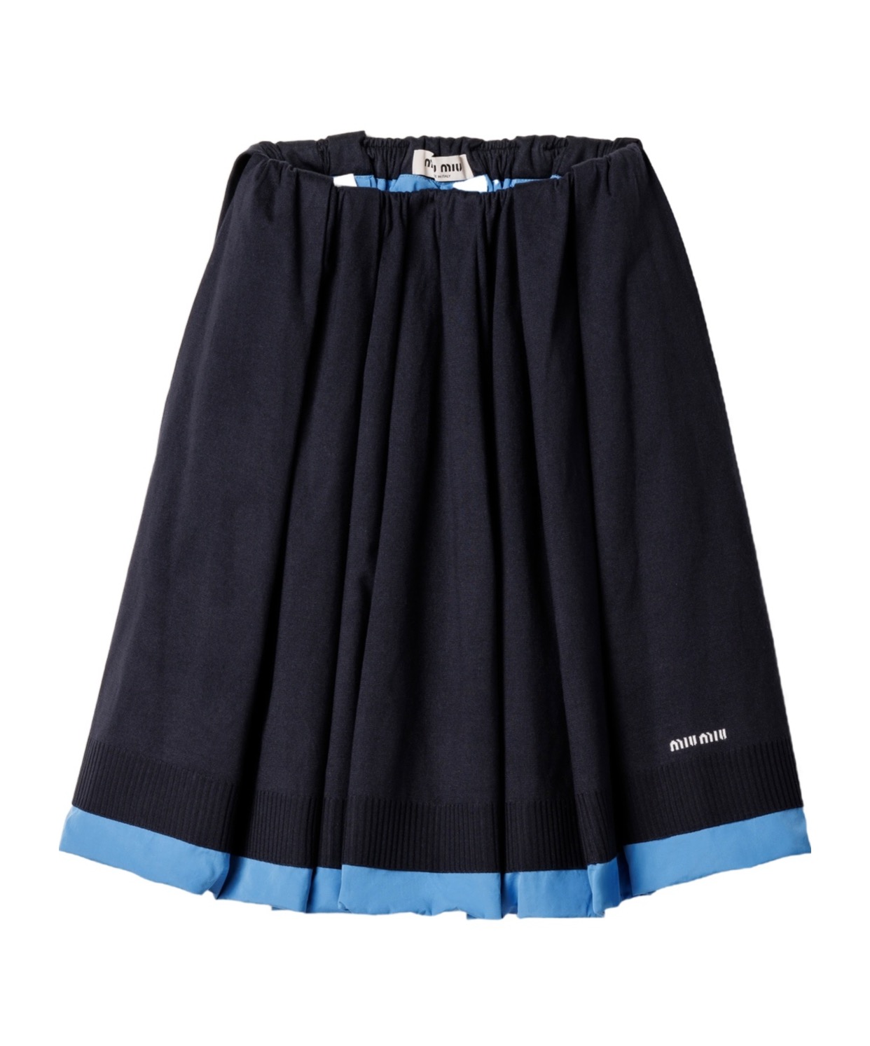 未使用 MIU MIU/缪缪 提花徽标松紧腰拼色皱褶半裙