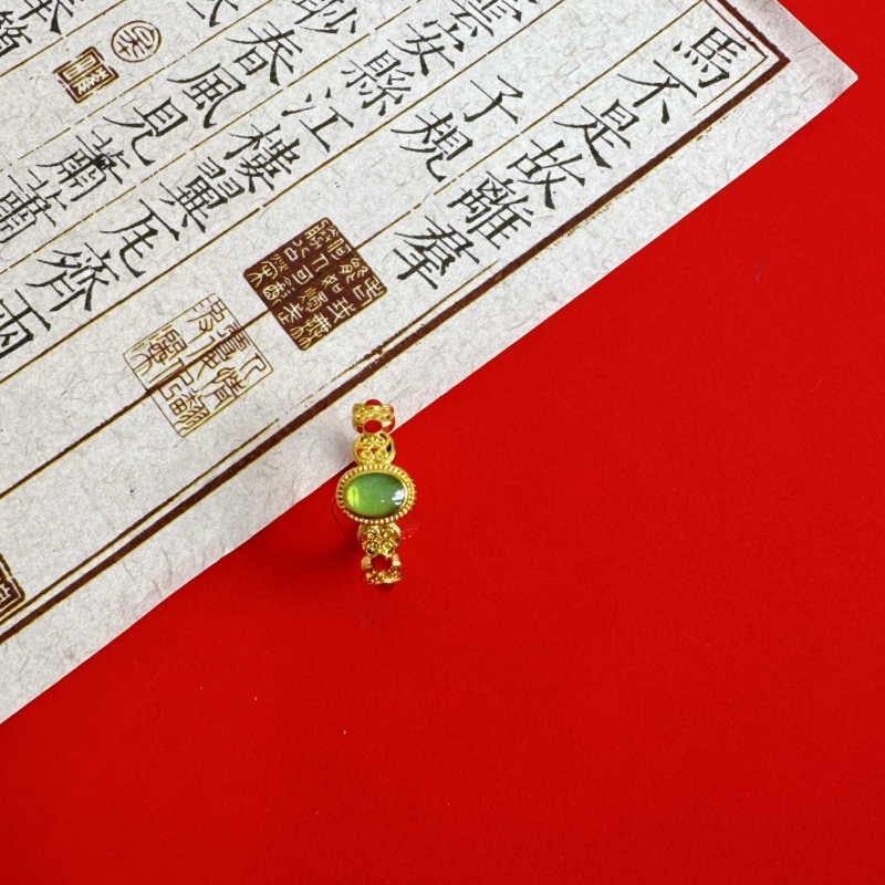 【贝总专属】QCJZ079气质时尚绿石合金戒指