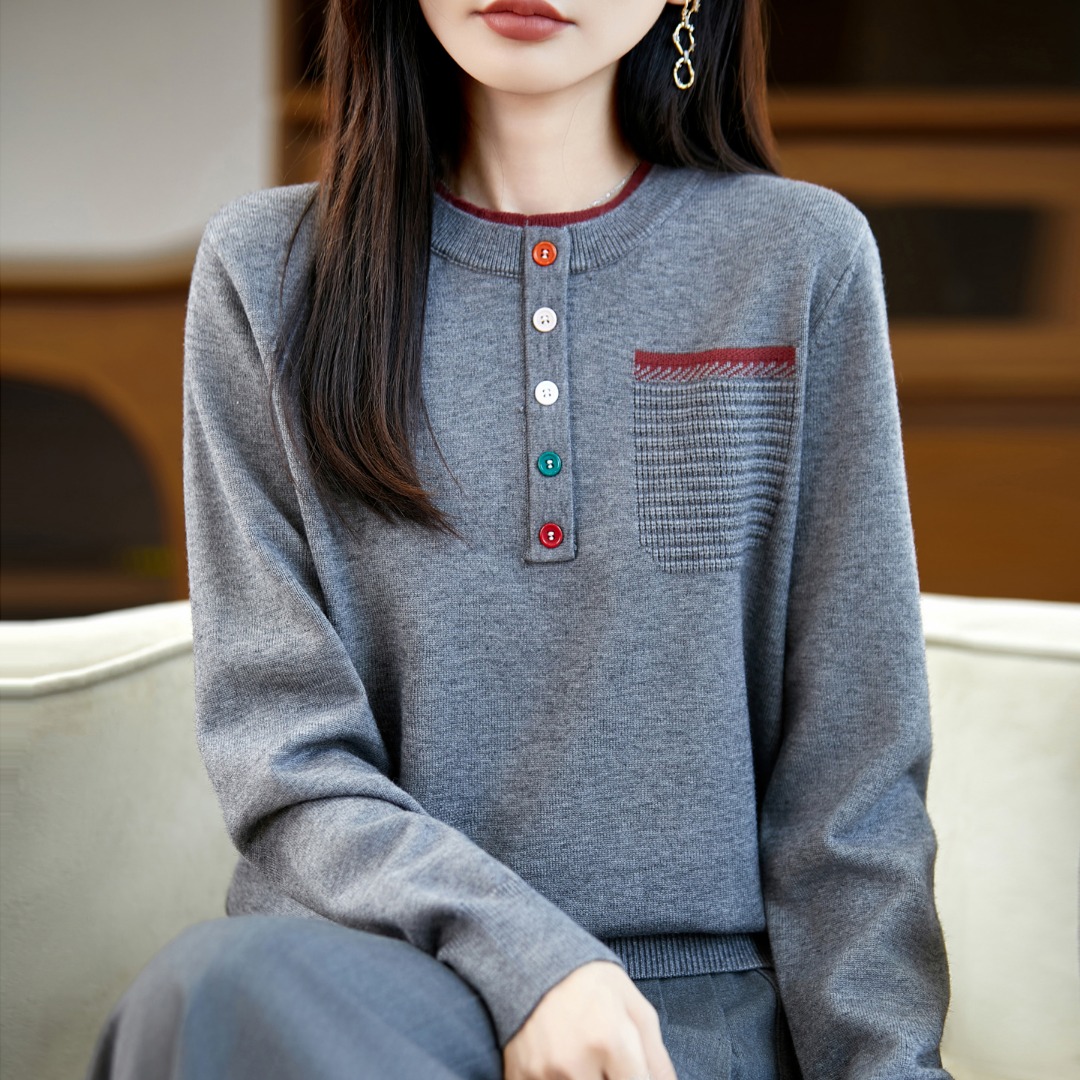2025年新款秋冬季韩版宽松显瘦圆领毛衣女保暖加厚针织打底衫上衣