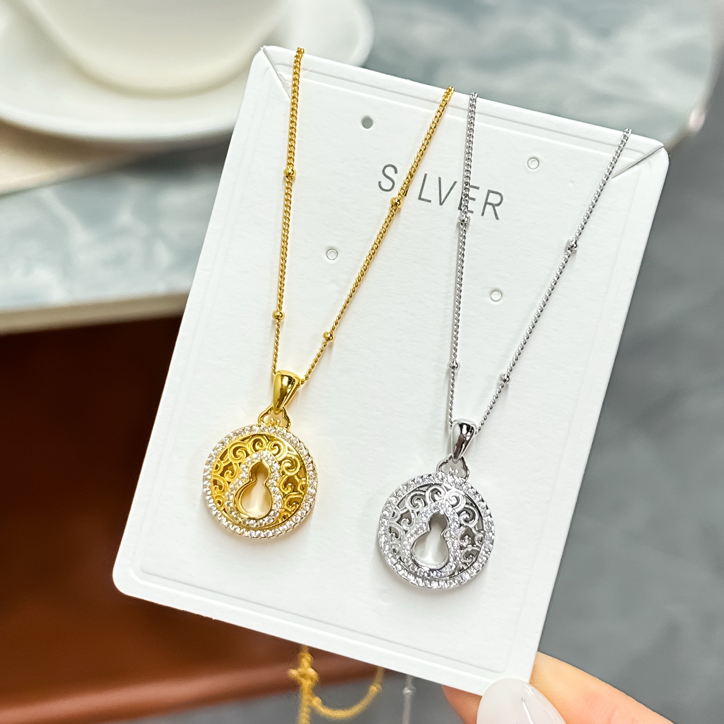 坠链均925银 女镂空福禄葫芦吊坠锁骨链复古新中式时尚高级感链坠