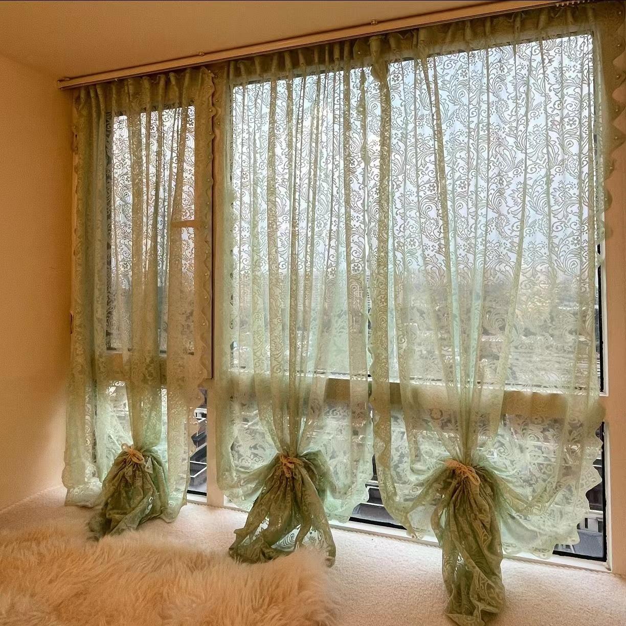 魔术贴 1片【豆蔻绿1.45*2.4米】免打孔窗纱帘自粘防勾丝门帘阳台卧