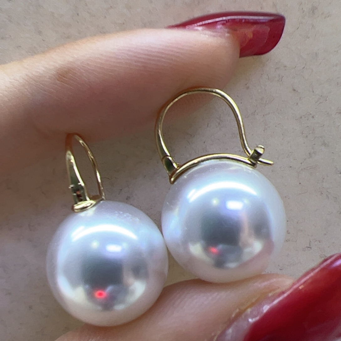 淡水珍珠耳饰18K金镶嵌