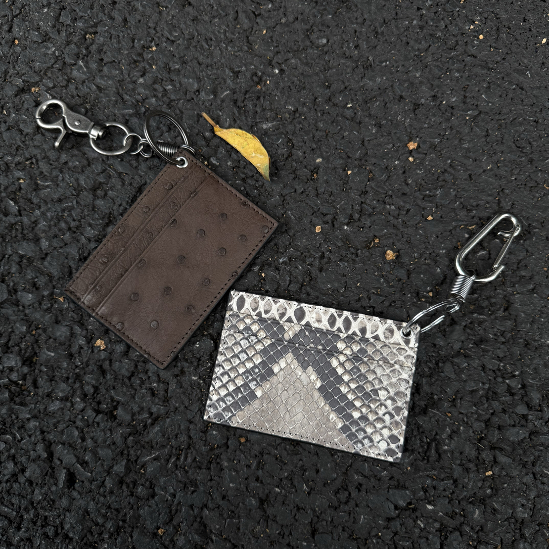 VOWPROGRESS蜥蜴皮拼接鸵鸟皮/蟒蛇皮 卡包挂件/钥匙扣/零钱包