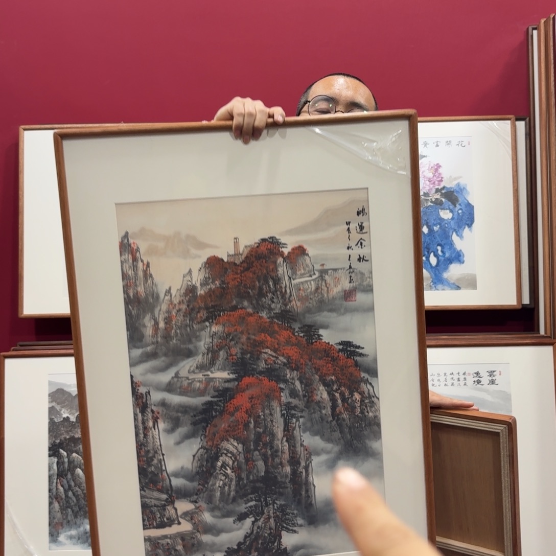 国画手绘带框包邮60成90