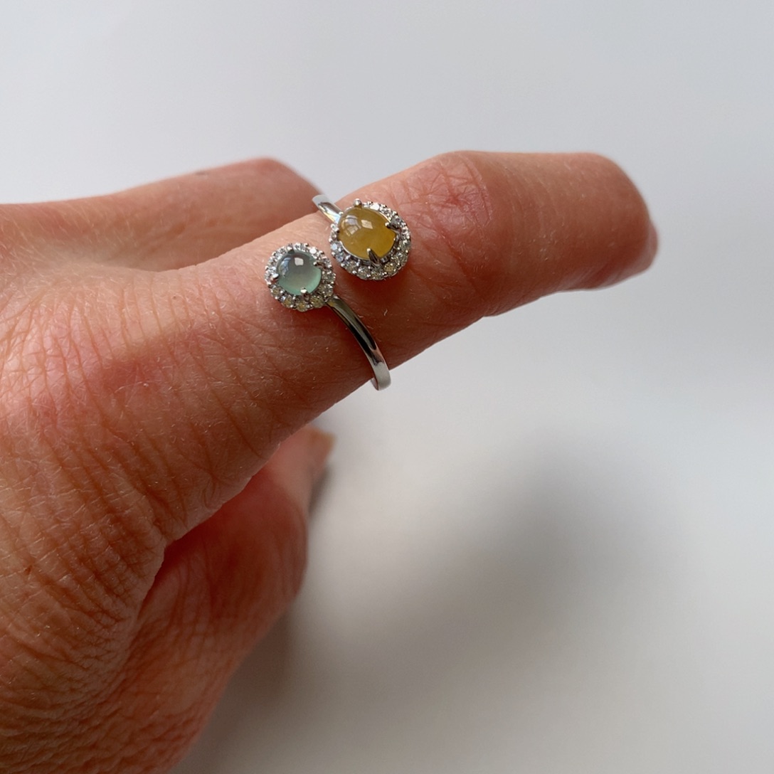 翡翠戒指银S925镶嵌戒