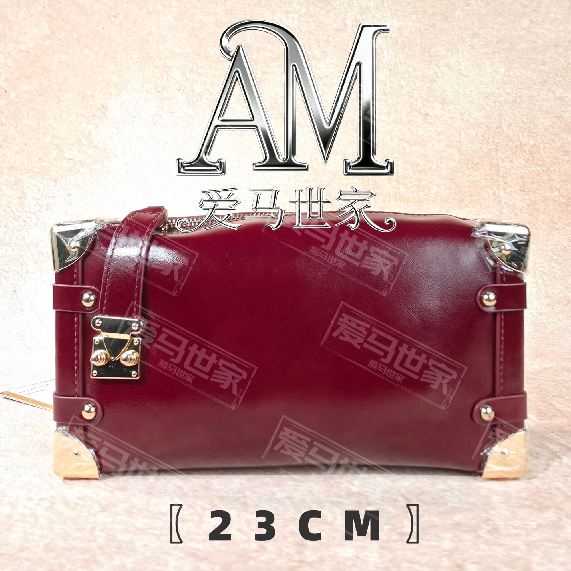 【23CM红色金扣】早秋时尚新款单肩手拿女包【卡戴杉】33240B