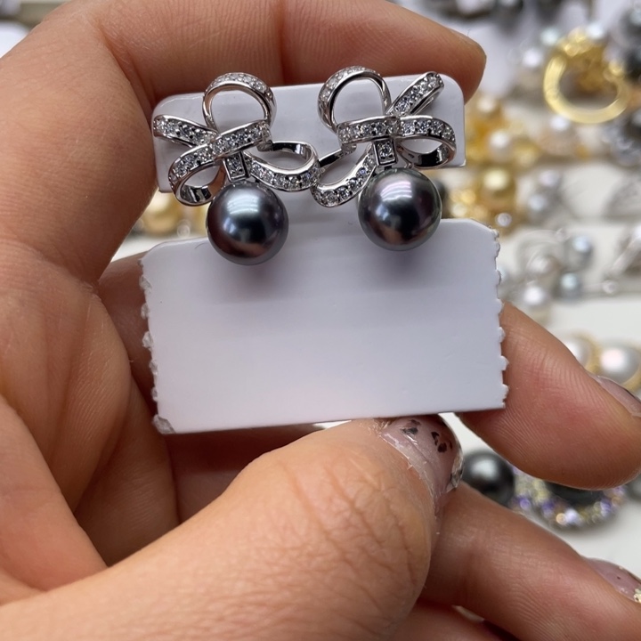 海水珍珠耳饰银S925镶嵌
