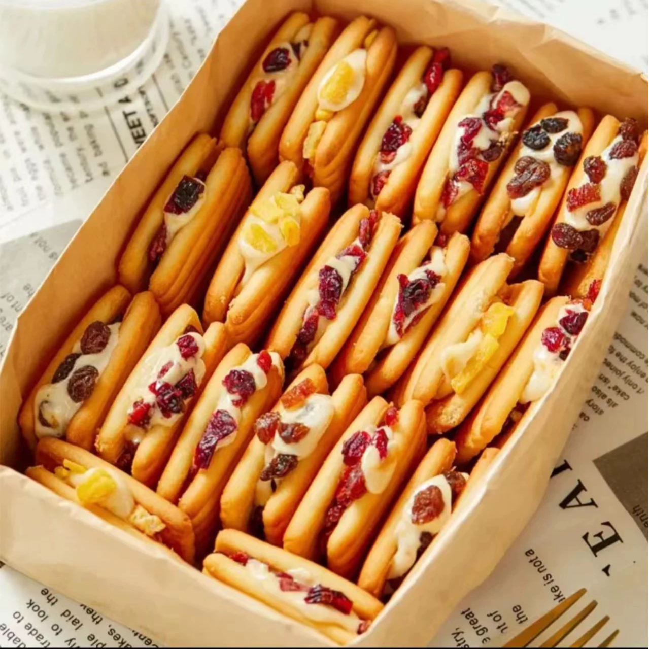 【爆款饼干】12/1蔓越莓牛轧夹心饼干奶酥三种口味美食零食