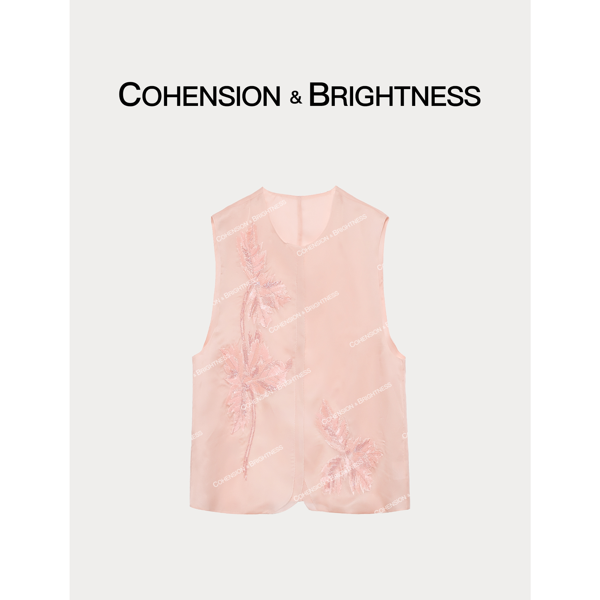 凝慧真的好【粉团花红】夏季薄款纱网刺绣亮片无袖马甲汉服YR069