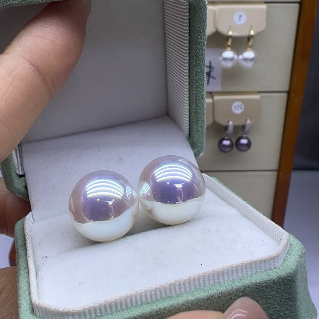 淡水珍珠耳饰银S925镶嵌