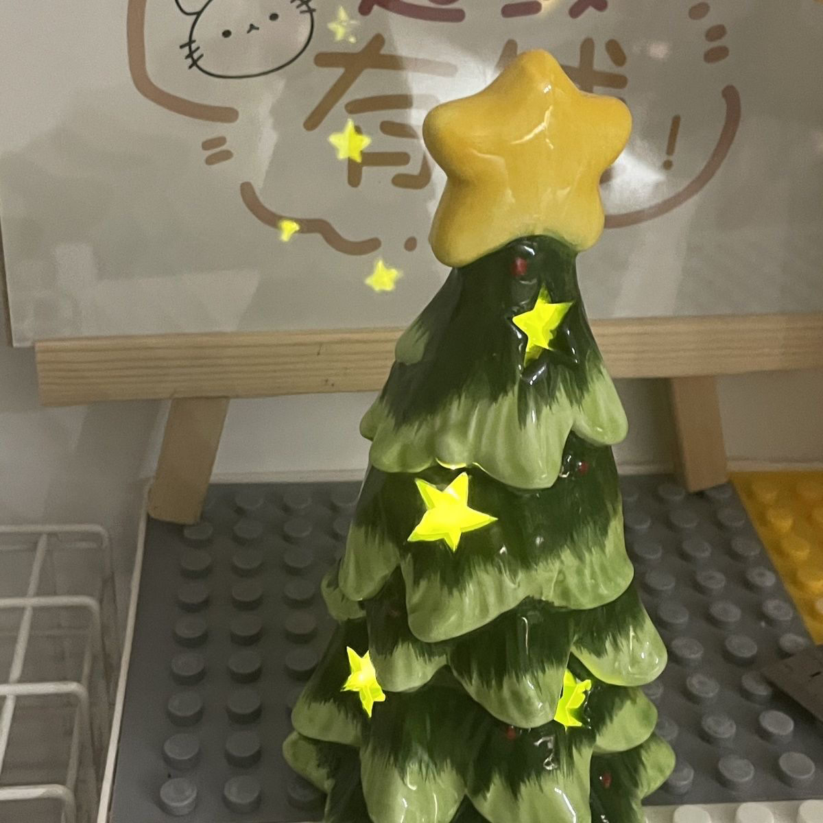 创意圣诞树夜灯ins陶瓷星星小夜灯房间卧室桌面装饰摆件生日礼物